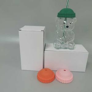 แก้วทรงตุ๊กตาหมี ขนาด 20 ออนซ์ ทำจากแก้วบอโรซิลิเกต พร้อมฝาและหลอด สำหรับกาแฟ น้ำผลไม้ ชา และนม เหมาะสำหรับร้านอาหาร - Product Image 3