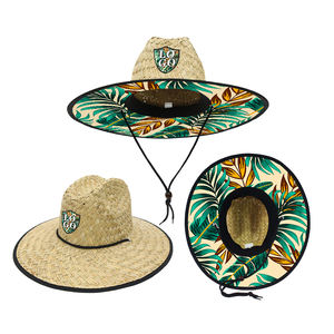 หมวกฟางชายหาดสำหรับผู้ชายหมวกฟางช่วยชีวิตชายหาดปรับแต่งได้ - Product Image 2