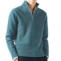 Pull Polo Homme Personnalisé à Col Mi-Zippé, Tricot en Coton, Laine et Cachemire (100% Coton/Laine/Mélange Cachemire)