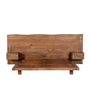 Lit en bois d'acacia avec finition teck, meubles de chambre à coucher en bois massif, cadre de lit moderne pour une décoration intérieure élégante et confortable - Product Image 4
