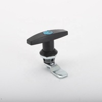 Serrure à languette rotative noire pour porte de garage avec poignée en T et clés