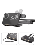 Nouvelle station de charge sans fil magnétique innovante avec horloge LED de bureau, chargeur rapide USB-C rétractable 45W et lumière de réveil