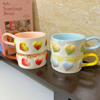Mug en céramique créatif et simple, peint à la main avec dégradé, tasse à café gaufrée faite à la main style INS pour couple, idéale pour le petit-déjeuner, le lait et les flocons d'avoine