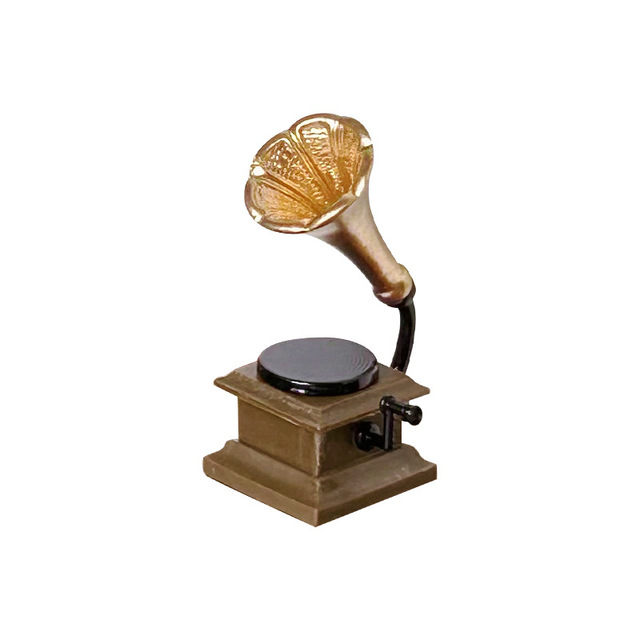 IN STOCK Simulation Resin+Metal Instrument Miniature Furniture Doll House Accessories Mini Retro Phonograph Toys