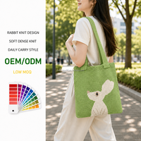 Sac fourre-tout en tricot Lapin Vert, Sac à bandoulière Animal Mignon, Sac de shopping Léger et Tendance, Logo Personnalisé, Vente en Gros, Usine OEM