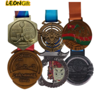 Médaille en alliage de zinc avec logo personnalisé et ruban pour marathon, course à pied, événement de fitness