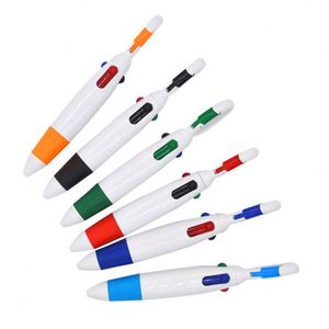 Stylos à bille personnalisés multicolores à quatre couleurs avec poignée en caoutchouc - Product Image 4