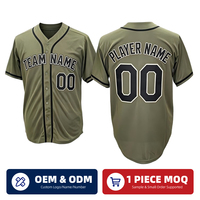 Maillot de baseball personnalisé vert olive avec nom et numéro brodés, fermeture boutonnée intégrale, vêtements de sport, streetwear hip-hop, chemises d'équipe