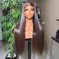 Perruque brune foncée ultra-lisse 13x6 HD Lace Front, cheveux humains alignés sur les cuticules, sans colle, 26 pouces, cheveux vietnamiens bruts SDD, vente en gros