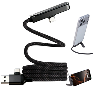 Cable USB <span class=keywords><strong>C</strong></span> Magnético Enrollable de 60W con Soporte para Teléfono, 2 en 1, Doble Entrada, USB-<span class=keywords><strong>C</strong></span> a Tipo <span class=keywords><strong>C</strong></span>, Cable de Carga Rápida de 60W - Product Image 1