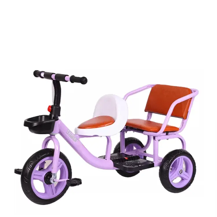 Tricycle deux places pour enfants, tricycle double, peut accueillir des personnes, des enfants, des jumeaux, des enfants, des sièges doubles, vente en gros