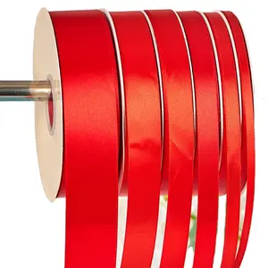 CSFY yüksek kaliteli 100 metre rulo başına polyester saten şerit 1 inç kırmızı özelleştirilmiş şerit logo cintas