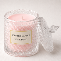 Bougie parfumée artisanale en cire de soja, motif cristal diamant, pot en verre, écologique, aromathérapie, pour les fêtes, Diwali, personnalisable