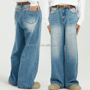 Fabricant de jeans, pantalons en denim vintage à coupe droite et ample, taille haute, délavés, personnalisés, pour hommes - Product Image 2