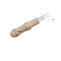 Kit d'outils de feutrage à 3 aiguilles avec manche en bois, aiguilles à feutrer la laine multi-aiguilles, kit de bricolage artisanal fait main 12,5 cm