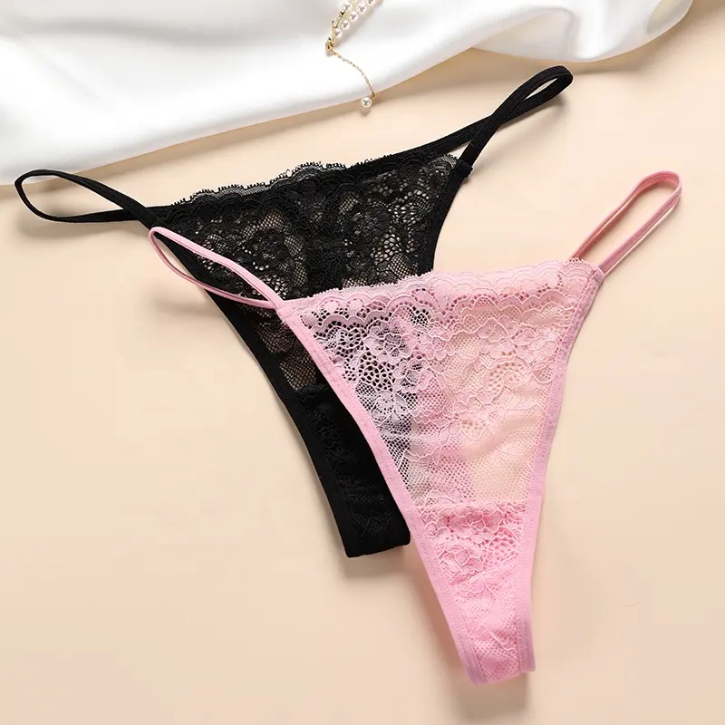 Precio de fábrica, venta al por mayor, bragas de mujer, bragas de cintura baja de encaje transparente Sexy, lencería Sexy para mujer, Bikini de hilo G