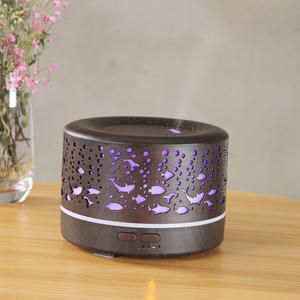 Wood Grain Aroma Diffuser 5V USB Underwater Fish Design Humidifier Home Essential Oil Diffuser With <b>Light</b> And <b>Timer</b> - Product Image 2
