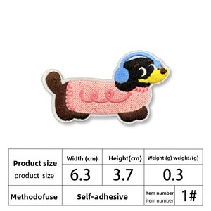 Patch brodé thermocollant double face en tissu, motif chien <span class=keywords><strong>teckel</strong></span> mignon, pour sac DIY, applique chiot - Product Image 6
