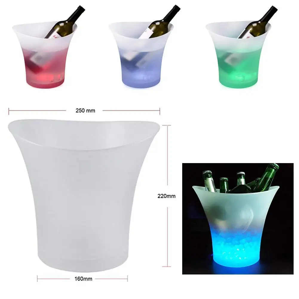 Led-Ijsemmer Champagne-Ijsemmer Met Meerdere Kleuren Die Veranderen Voor Het Koelen Van Champagne En Wijn Geschikt Voor Feest, Thuis En Bar