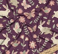 Tissu d'ameublement de haute qualité imprimé lapin et fleurs, vendu au mètre, tissu décoratif pour meubles de jardin à motif lapin, pour ameublement