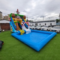 Yuedong Château Gonflable de Jeu Aquatique avec Toboggan et Grande Piscine pour Fêtes et Activités Extérieures