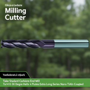 Ttake Standard Carbide End Mill Ta1410 30 Degree Helix 4 Flutes Extra Long Series Nano TiAln Coated - Product Image 3