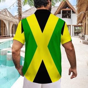 Chemises pour hommes personnalisables et confortables, motif drapeau jamaïcain, vêtements de style rastafari, matière à séchage rapide imprimée par jet d'encre - Product Image 2