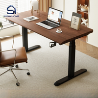 Bureau debout électrique moderne haut de gamme avec double moteur de levage et plateau en bois massif de 3 cm d'épaisseur pour bureau à domicile et poste de travail