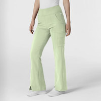 Tenue médicale personnalisée OEM pour femme : Blouse extensible à col en V et pantalon évasé taille haute – Idéale pour infirmières hospitalières