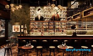 Design d'intérieur de <span class=keywords><strong>bar</strong></span> classique, mobilier de salon moderne de type <span class=keywords><strong>speakeasy</strong></span>, comptoir de <span class=keywords><strong>bar</strong></span> en bois, canapé et fauteuil vintage pour salon - Product Image 2