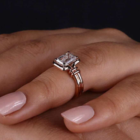 Bague de fiançailles en or massif 10K/14K/18K avec diamant de laboratoire cultivé CVD/HPHT VVS certifié IGI, taille émeraude, monture solitaire, 0,5-3 carats