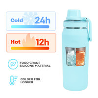 Bouteille d'eau isotherme en acier inoxydable écologique de 32 oz avec logo personnalisé, double paroi, anti-fuite, thermos pour les voyages