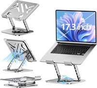 Support pour ordinateur portable pour bureau 360 °   Support d'ordinateur portable pliable en métal réglable et rotatif avec motif de ventilation minimaliste