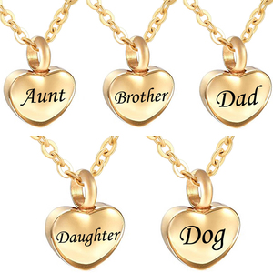 Kalung Urn Hati Kremasi Baja Tahan Karat untuk Abu Jenazah, Liontin Hati, Perhiasan Kenangan - Product Image 1