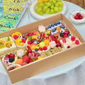 ピクニックパーティー用の蓋付きのカスタマイズされた卸売持ち帰り用フードブランチクラフト紙放草ボックスケータリング包装プラッターボックス - Product Image 2