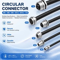 Connecteur circulaire M8 en laiton, 3 broches mâle, 4 trous femelle, étanche IP67, à souder, pour câble automobile
