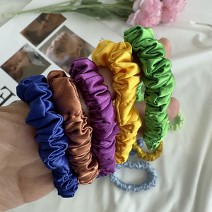 1cm No Damage Handmade Small Mini Thin Elastic <strong>Band</strong> <strong>Hair</strong> Ties Silky Satin Scrunchies <strong>for</strong> <strong>Curly</strong> <strong>Hair</strong> Ponytail Low Bun Holder - Product Image 5