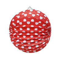 Lanternes en papier rouges à pois JIN PENG 25 cm, prêtes à l'emploi pour la décoration de fêtes d'anniversaire et de mariages