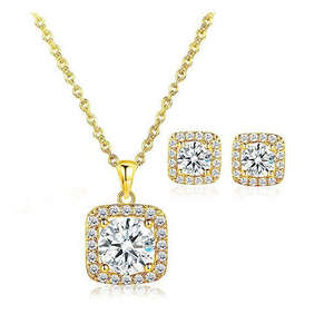 hot selling Red <b>Ruby</b> Jewelry Set Cubic Zirconia Bling White <b>Necklace</b> Pendant Earrings Set for Women Wedding Party Evening - Product Image 3