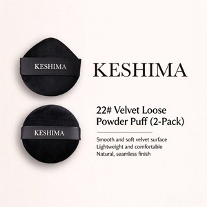 Lot de 2 houppettes à poudre en velours noir, rondes et en forme de goutte, avec étui - Product Image 3