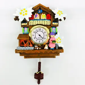 Cuckoo-Palace grande horloge à coucou allemande-le moulin à balançoire, le foyer avec mouvement à Quartz avec balançoire mobile-horloge forêt noire