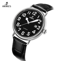 Montre à mouvement automatique pour hommes de marque de luxe avec mains lumineuses grand cadran et bracelet en cuir Design de montres mécaniques personnalisées
