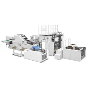 Máquina automática para fabricar bolsas de papel, máquina de producción de bolsas de papel con asa plana, precio de la máquina para fabricar bolsas de papel