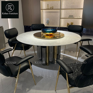 Muebles de comedor de estilo europeo, mesa de comedor de piedra/mármol con <span class=keywords><strong>Lazy</strong></span> <span class=keywords><strong>Susan</strong></span> top, mesas de comedor de lujo para casa - Product Image 2