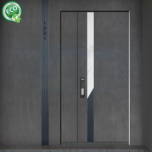 Porte d'entrée extérieure pivotante de haute qualité en métal, fabriquée à Foshan, pour villa, avec panneau en verre - Product Image 1