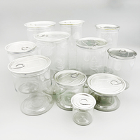 Boîte de conserve vide avec couvercle à anneau de traction en aluminium, pot de conserve en plastique à ouverture facile pour l'emballage des fruits de mer, vente en gros