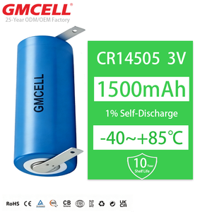 Batterie Li-MnO2 CR14505 avec languettes à souder 3V 1500mAh, batterie pour balise, batterie pour PLC, fabrication OEM/ODM sur mesure - Product Image 1