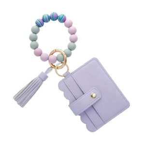 Di design di lusso Mini bracciale in pelle con perline portacarte portachiavi da polso portafoglio bracciale con perline da donna - Product Image 3