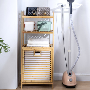 Estante de almacenamiento de bambú de 60x70 cm, 4 niveles, con cesto para la ropa sucia, para organizar el baño - Product Image 3