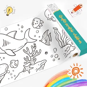 Trẻ em mẫu giáo bé 3m dài cuộn sơn màu giấy tường-attachable vẽ đồ chơi Kit - Product Image 2